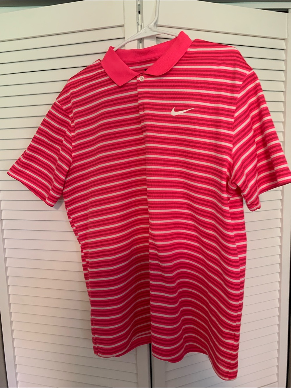 Nike Men’s Hot Pink & White Striped Polo